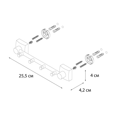 Планка с четырьмя крючками FIXSEN KVADRO FX-61305-4, хром фото в интернет-магазине Русалия