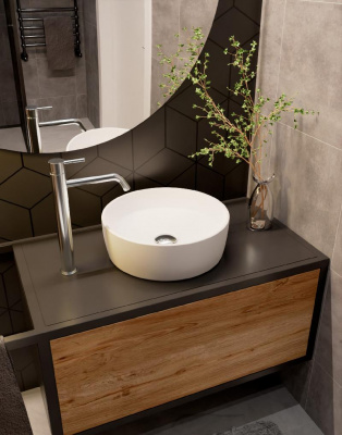 AQM5012 Раковина накладная круглая, цвет белый матовый. 355x355x120 фото в интернет-магазине Русалия