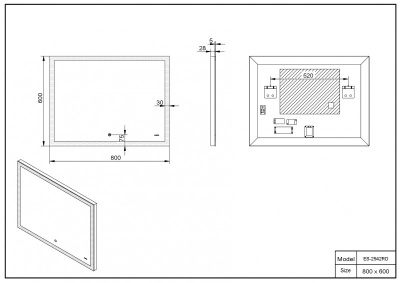 Зеркало ESBANO ES-2542 RD 80x60 ESBANO фото в интернет-магазине Русалия