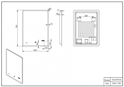 Зеркало ESBANO ES-2073 FDS 50x70 ESBANO фото в интернет-магазине Русалия
