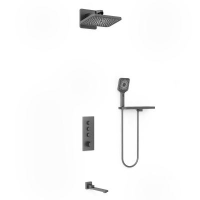Душевой комплект VSFW-433TI4RGM встраиваемый, термостат, трехрежимный, вороненая сталь Vincea фото в интернет-магазине Русалия