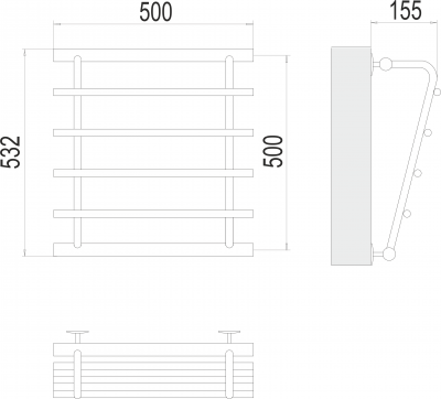 Водяной полотенцесушитель Каскад П4 500х500 4620768885556 Terminus фото в интернет-магазине Русалия