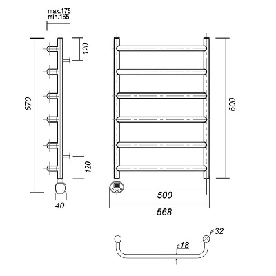 Электрический полотенцесушитель Стефано П6 500x600 EL, хром Domoterm фото в интернет-магазине Русалия