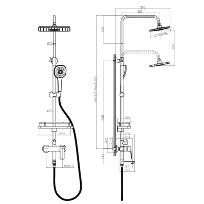 Душевая система Rossinka RS27 (RS27-46) фото в интернет-магазине Русалия