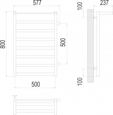 Водяной полотенцесушитель Хендрикс П8 500х800 бп500 4670078530417 Terminus фото в интернет-магазине Русалия