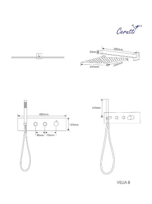 Панель VELIA B душевая встраиваемая из нержавеющей стали Ceruttispa CT10399, цвет черный фото в интернет-магазине Русалия