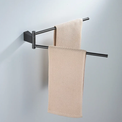 Полотенцедержатель поворотный двойной Shevanik SG5707T, оружейная сталь фото в интернет-магазине Русалия