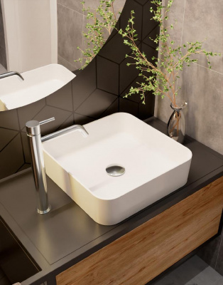 AQM5008 Раковина настольная отдельностоящая прямоугольная. 400*400*110 фото в интернет-магазине Русалия