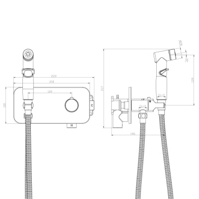 Смеситель Rossinka X термостатический с гигиеническим душем, встраиваемый (X25-59) фото в интернет-магазине Русалия