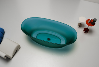 Прозрачная ванна ABBER Kristall AT9707Aquamarin бирюзовая 170х75х55 см фото в интернет-магазине Русалия