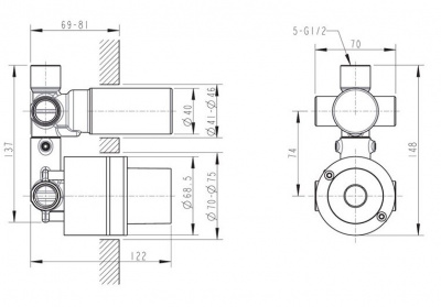 Встраиваемая часть для смесителя 3 реж D969C-A-RUS Bravat фото в интернет-магазине Русалия