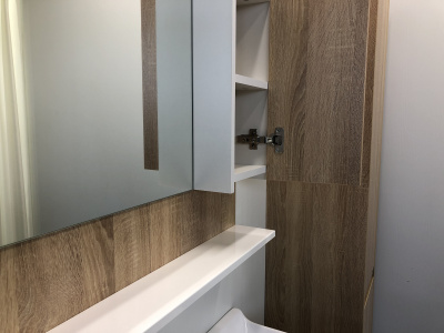 COMFORTY. Зеркало-шкаф "Рига-80" дуб сонома фото в интернет-магазине Русалия