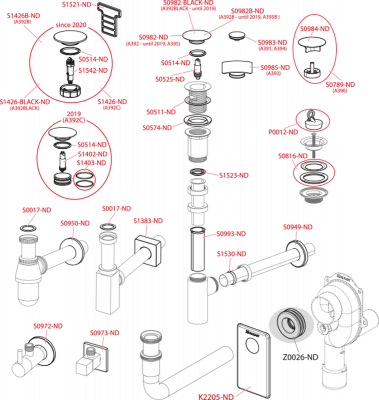 Донный клапан для раковины А390 AlcaPlast фото в интернет-магазине Русалия