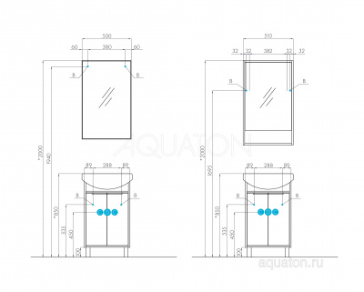 Зеркало AQUATON Рико 50 1A216302RI010 фото в интернет-магазине Русалия