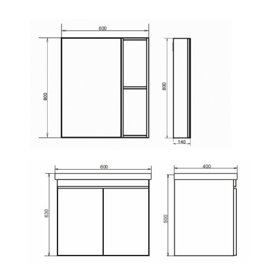 Зеркало-шкаф Comforty Осло-60 бетон светлый фото в интернет-магазине Русалия