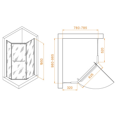 Душевой уголок RGW PA-091B 80х100, стекло - прозрачное, профиль черный фото в интернет-магазине Русалия