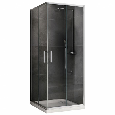 Душевой уголок ABBER Schwarzer Diamant AG020805 80х80 квадрат, профиль хром, прозрачное стекло фото в интернет-магазине Русалия