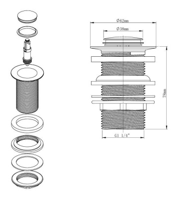 Слив-перелив для ванны клик-клак DU-OV фото в интернет-магазине Русалия