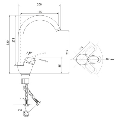 Смеситель Славен для кухни Дача Б (СЛ-ОД-Б22) фото в интернет-магазине Русалия