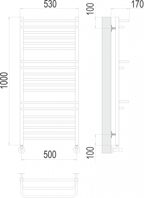 Водяной полотенцесушитель Орион П18 500х1000  4670078529756 Terminus фото в интернет-магазине Русалия
