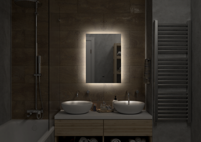 Зеркало с подсветкой Trezhe 500х700 бесконтактный сенсор овальный, открытая подсветка ЗЛП608 Continent фото в интернет-магазине Русалия