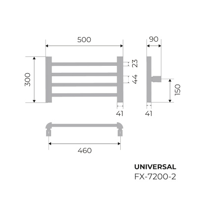 Полотенцесушитель электрический Fixsen UNIVERSAL 300х500 FX-7200B-2, черный FX-7200B-2 фото в интернет-магазине Русалия