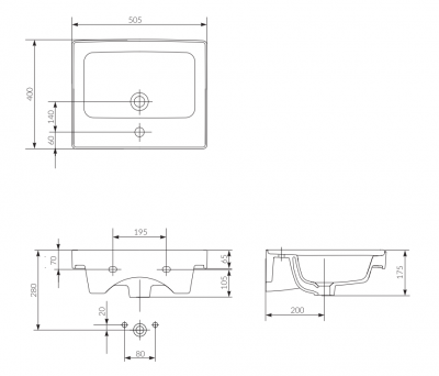 Раковина Crea 50 UM-CRE50/1 Cersanit фото в интернет-магазине Русалия