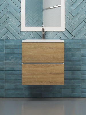 Тумба с раковиной Uperwood Barsa 50 см, раковина белая, подвесная тумба белая/дуб сонома 29830205646 фото в интернет-магазине Русалия