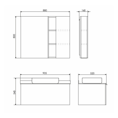 COMFORTY. Зеркало-шкаф "Милан-90" белый глянец фото в интернет-магазине Русалия
