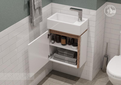 Тумба под раковину AQUATON Эклипс М подвесная эбони светлый левая 1A172801EK49L фото в интернет-магазине Русалия