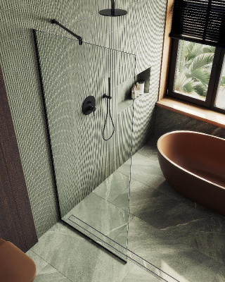 Душевая перегородка в узком  профиле 1950*690 Стекло 8 мм Бесцветное MGD-701-6у Maybah Glass фото в интернет-магазине Русалия