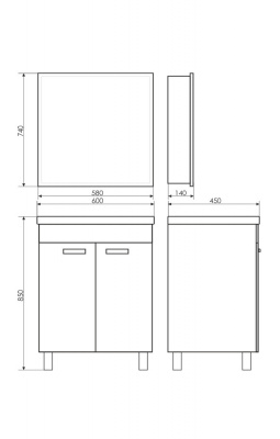 COMFORTY. Зеркало-шкаф "Диана-60" белый глянец фото в интернет-магазине Русалия