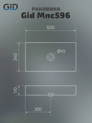 Раковина накладная Gid Mnc596 фото в интернет-магазине Русалия