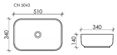 Умывальник чаша накладная прямоугольная Element 510*340*140мм CN5043 Ceramica Nova фото в интернет-магазине Русалия