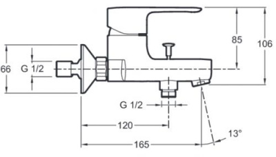 Смеситель для ванны July E16033-4-CP Jacob Delafon фото в интернет-магазине Русалия