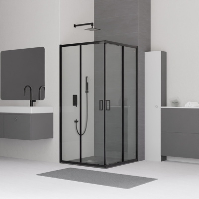 Душевой уголок квадрат 90х90 CL-34B черный профиль RGW фото в интернет-магазине Русалия