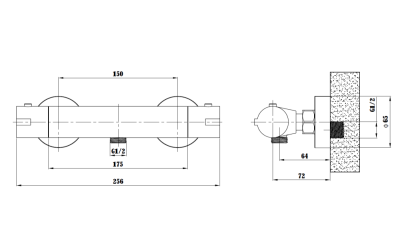 Термостат для душа ESKO Mikros, (T3080 Black) фото в интернет-магазине Русалия
