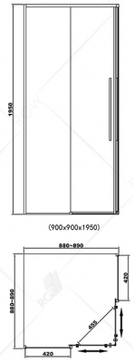 Душевой уголок квадрат 90х90 SV-31B черная серия RGW фото в интернет-магазине Русалия