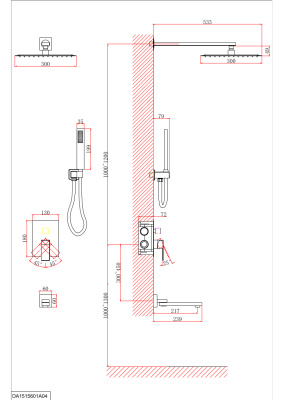 Душевая система D&K встраиваемая с изливом Bayern.Liszt (DA1515601A04) фото в интернет-магазине Русалия