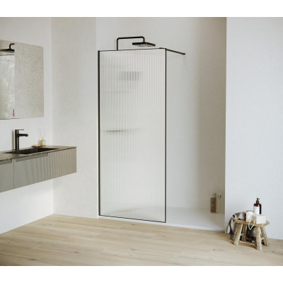 Душевая перегородка RGW WA-08B 700, стекло Ribbed (Ребристое), профиль черный фото в интернет-магазине Русалия