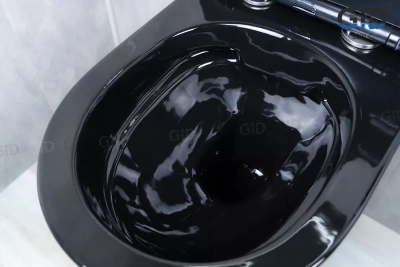 Унитаз подвесной безободковый с сиденьем микролифт TR2198-18 черный глянец GID фото в интернет-магазине Русалия