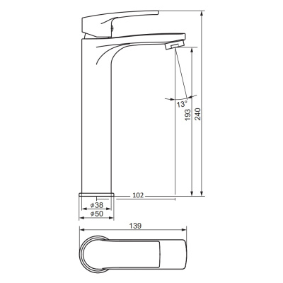 480250000 Eclipse 2.0, смеситель для умывальника высокий, хром Damixa фото в интернет-магазине Русалия