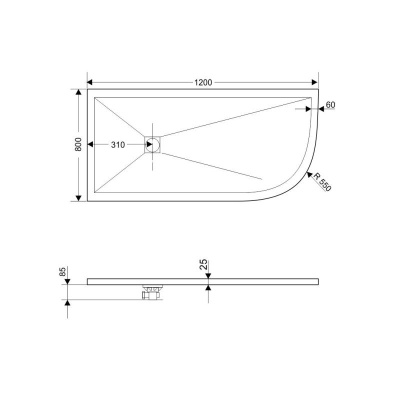 Каменный душевой поддон асимметричный RGW ST/AL-W Белый  800x1200 фото в интернет-магазине Русалия