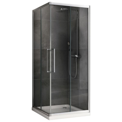 Душевой уголок ABBER Schwarzer Diamant AG02100H 100х100 квадрат, профиль хром, прозрачное стекло фото в интернет-магазине Русалия