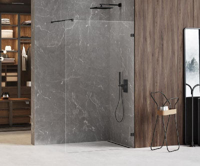 Душевое ограждение NEW TRENDY AVEXA BLACK 80x200 EXK-1625 (черный) фото в интернет-магазине Русалия