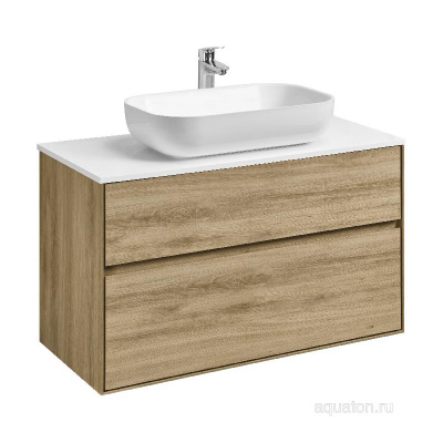 Тумба под раковину AQUATON Либерти 100 2 ящика, дуб эльвезия 1A279601LYC70 фото в интернет-магазине Русалия