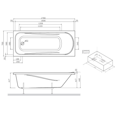 W76A-170-070W-A Sense New, ванна акриловая A0 170x70 Am.Pm фото в интернет-магазине Русалия