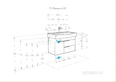 Тумба под раковину AQUATON Беверли 80 белый 1A235501BV010 фото в интернет-магазине Русалия