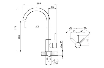Смеситель для кухни GRANULA (ST-4031, ШВАРЦ) фото в интернет-магазине Русалия