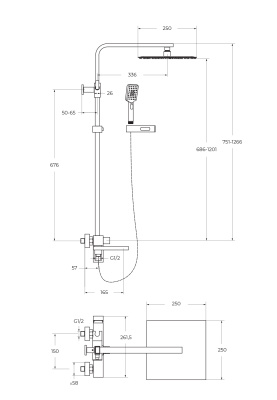 Душевая стойка  LUCE LUC-VSCM-CRM  Belbagno фото в интернет-магазине Русалия